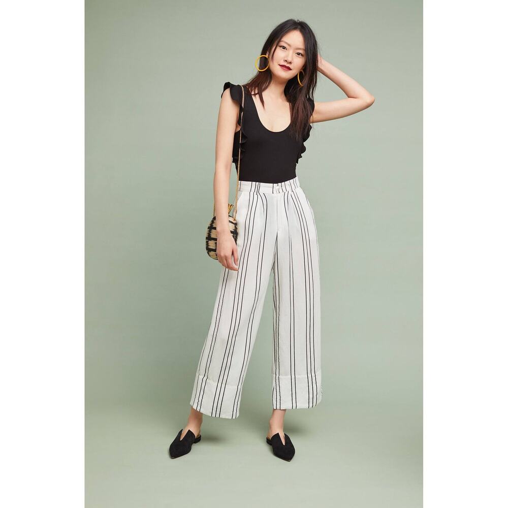 New Anthropologie Carraco Wide Leg Pants by Sancia LARGE $128 White